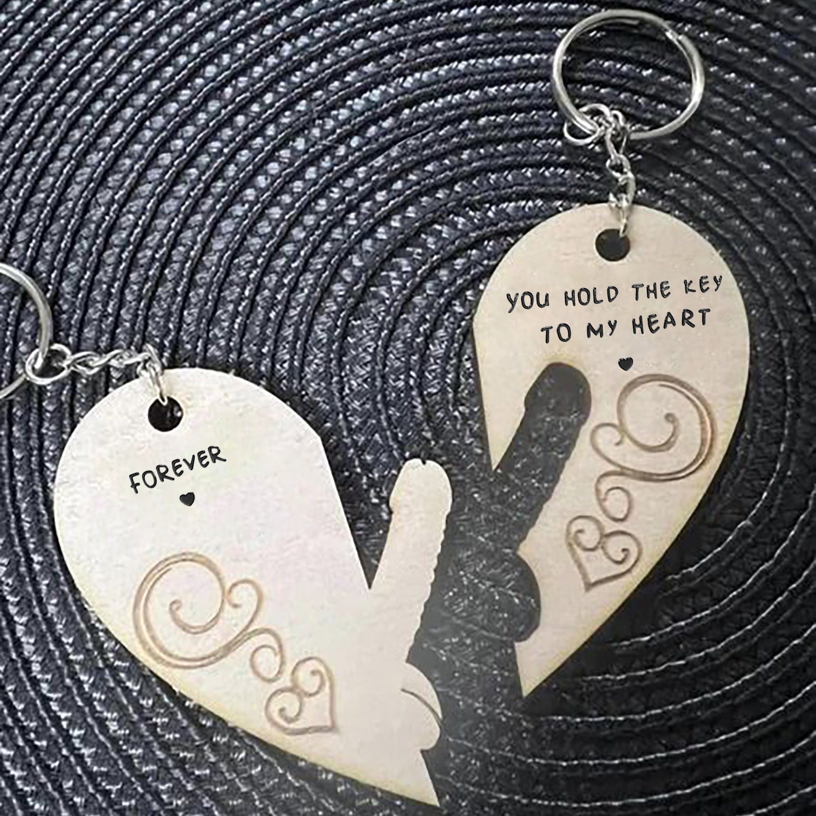 Wooden Love Couple Keychain