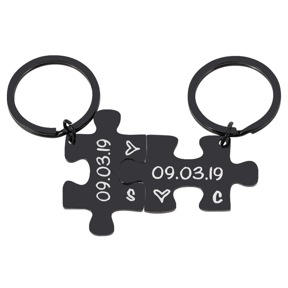 Engraving Stainless Steel Couple Keychain