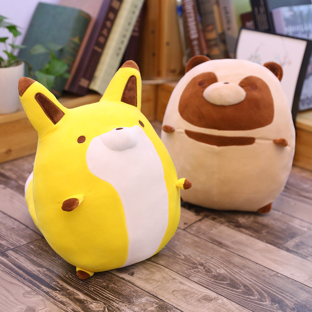 New anime cartoon raccoon and fox plush toys cute pillow peluche baby toy soft padded cushion stuffed animals home decor