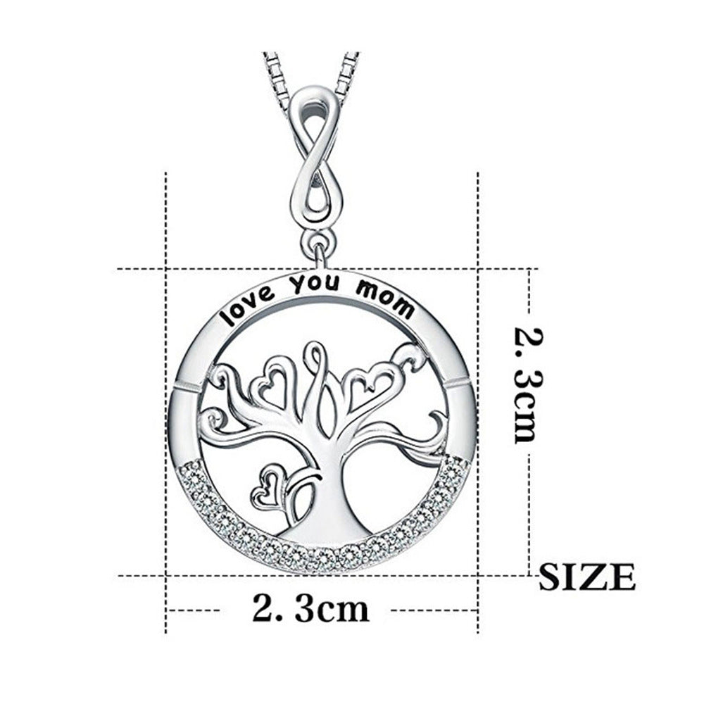 Copper Lucky Tree Inlaid Diamond Round Pendant To My Mom Necklace